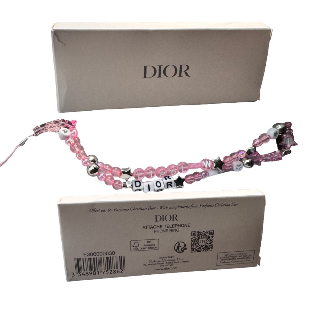 Exclusive Christian Dior Pink Beaded “LIP GLOW” Phone Strap/Charm